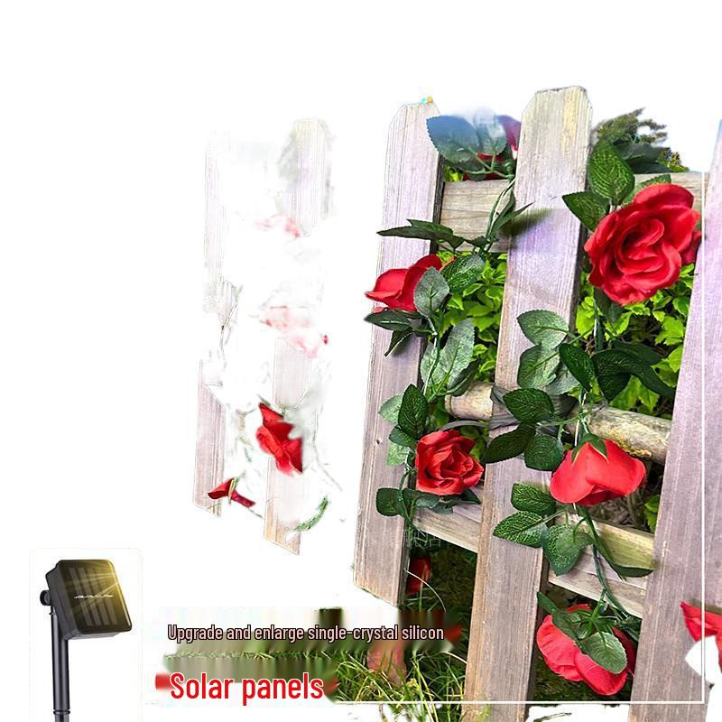 Solar Rose String Lights: Outdoor & Indoor Decorative Flower Vine for Patios, Balconies, Railings, and Ambiance