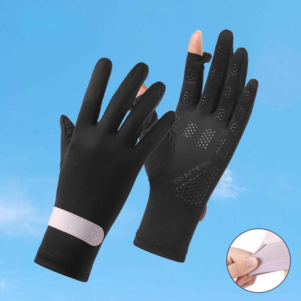 Sunscreen Gloves Summer Ice Silk Women's Outdoor Sports Ice Sensing Thin Breathable Non Slip Cycling Flip Touch Screen Gloves