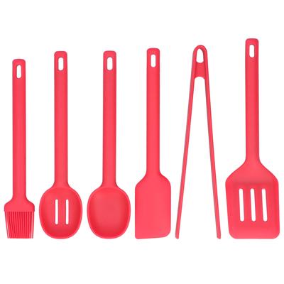 Ustensiles de Cuisine 6PCS Silicone de Qualité Alimentaire Isolation Thermique Anti Échaudure Cuillère Spatule Pinceau Pelle Pince pour Cuisine
