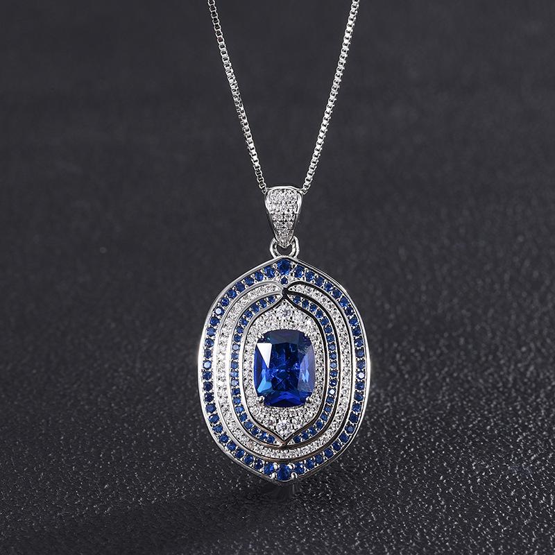 Jewelry Retro Ring Simulation Blue Glass Stone Two-Color Stone Diamond Pendant Ring Stud Earrings Cover 8 * 10