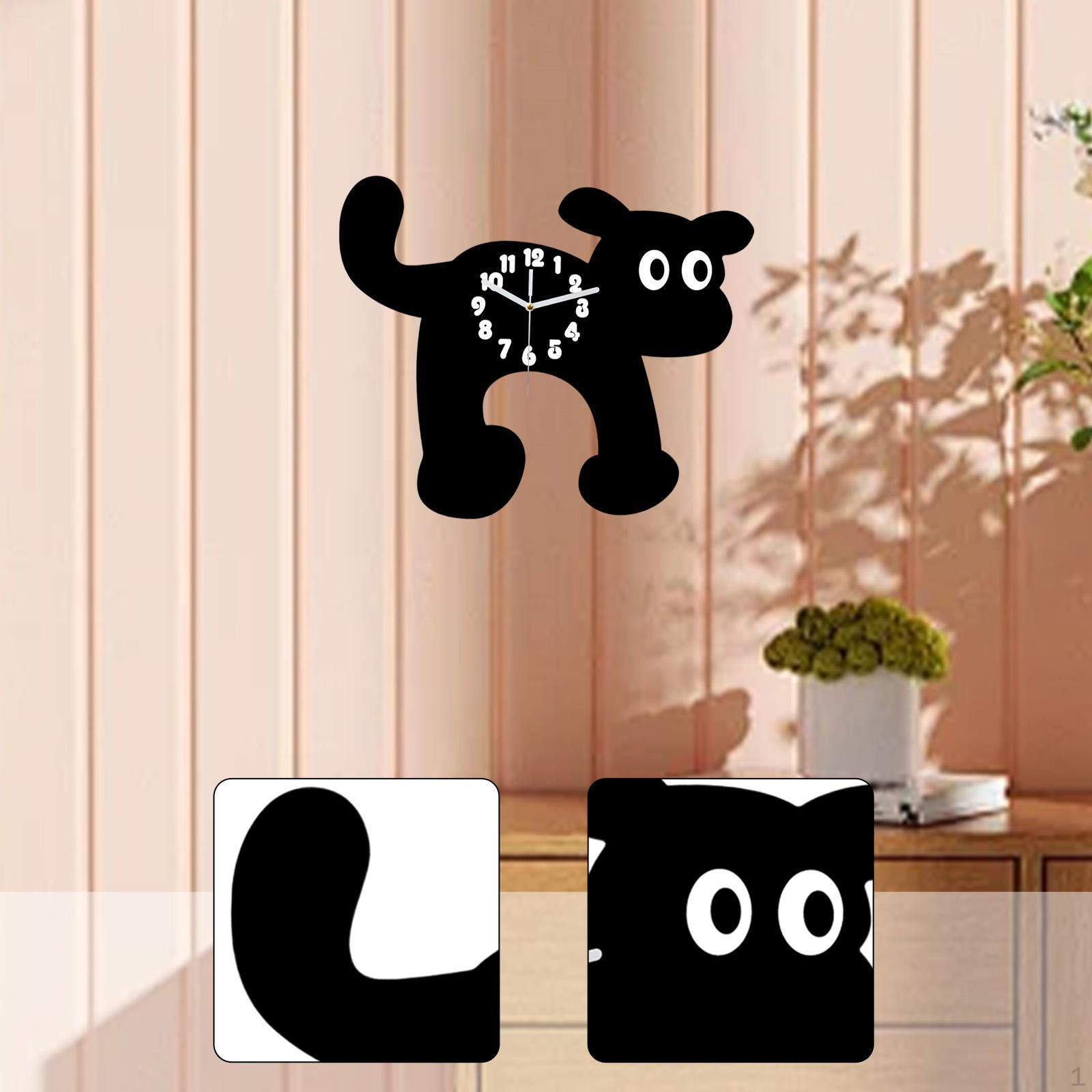 

Годинник Декоративний Домашній Декор Креативний з Махаючим Хвостом, Колекція Тварин для Офісу, Спальні, чорний