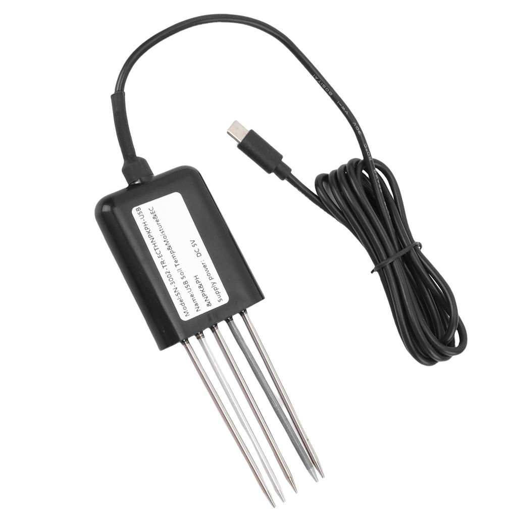 Soil NPK Sensor, 7 In 1 Intelligent Soil Nutrient Fertilizer Tester Probe, Portable USB Temperature Humidity Detector, for Greenhouse, Garden