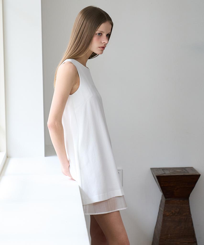 Dehebe Layered Chiffon Mini Dress [Ivory]