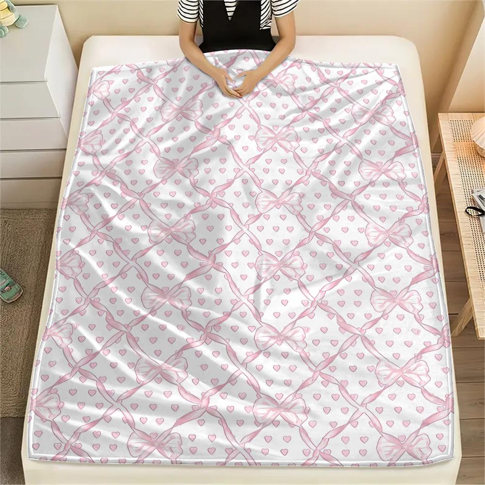 Pink Element Print Flannel Blanket,High Quality Comfortable for All Seasons,Home Decor,Warmth and Comfort,Perfect for Christmas Gifts