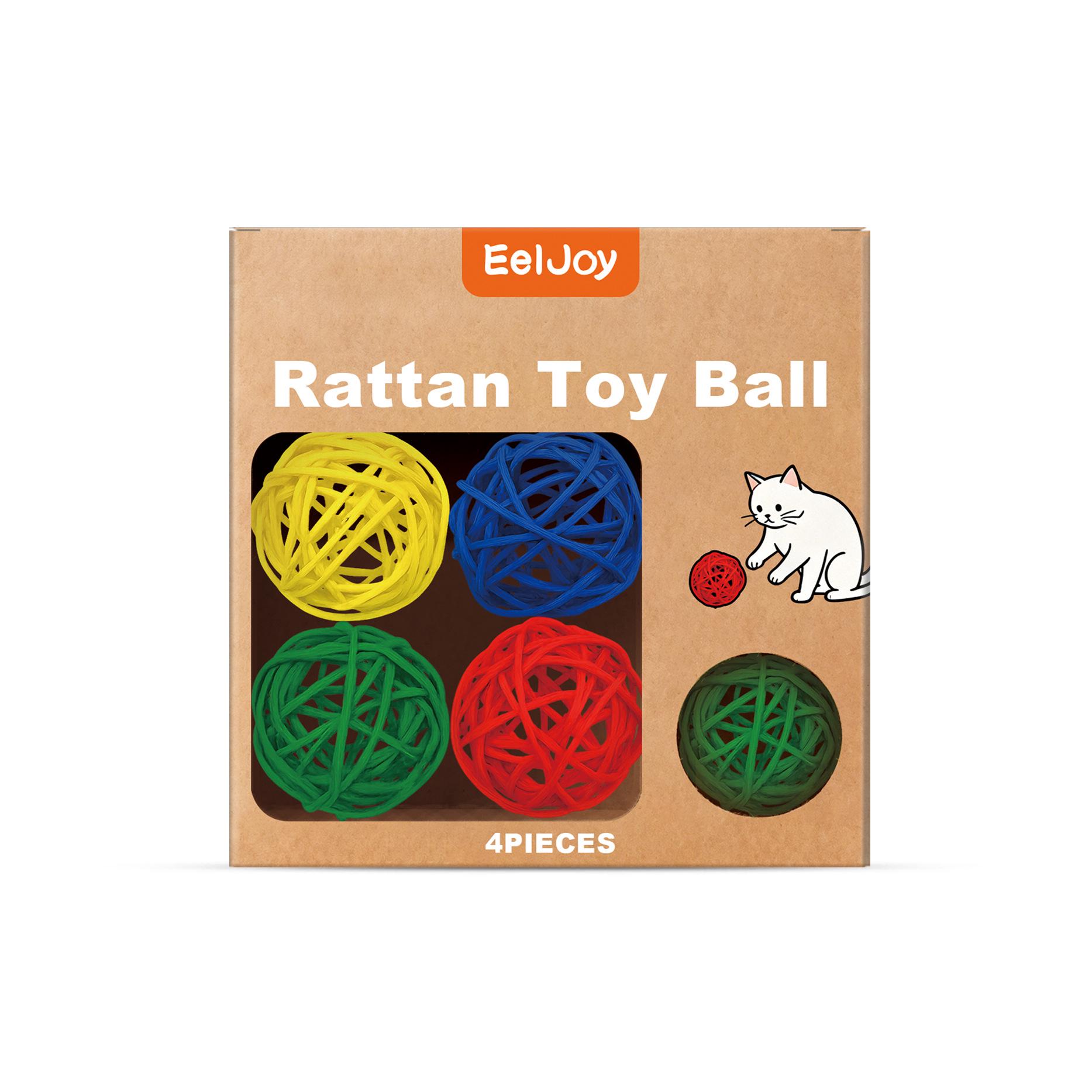 EELJOY Interactive Cat Rattan Ball Toy - Scratch-Resistant & Self-Play Amusement for Boredom Relief