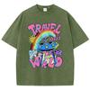 Damen Baumwolle Gewaschene T-Shirts Mode Locker O-Ausschnitt T-Shirts Die Ankunft von Aliens Druck Kurzarm Sommer Damenbekleidung