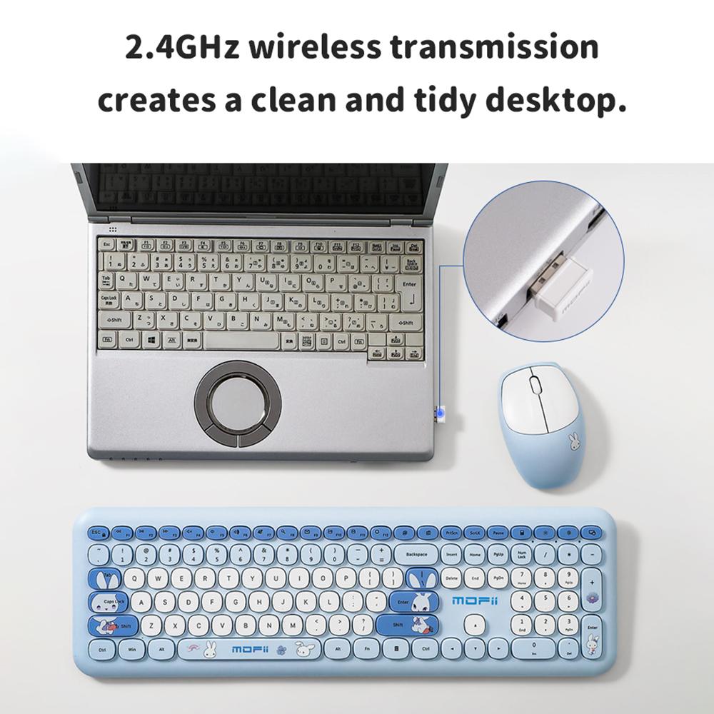 Mofii Wireless Keyboard and Mouse Set 110Key Full Size UltraSlim 2.4GHz 1200 Movement Speed USB