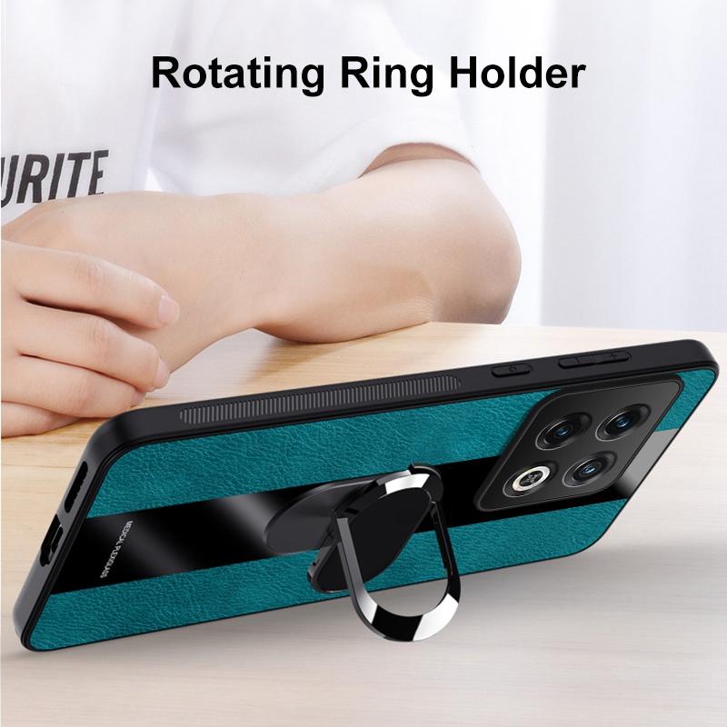 Ring Holder Leather Case For OnePlus 10 Pro 10T 10R 5G Cover Luxury Magnetic Silicone Phone Case For OnePlus Ace Pro Ace Racing