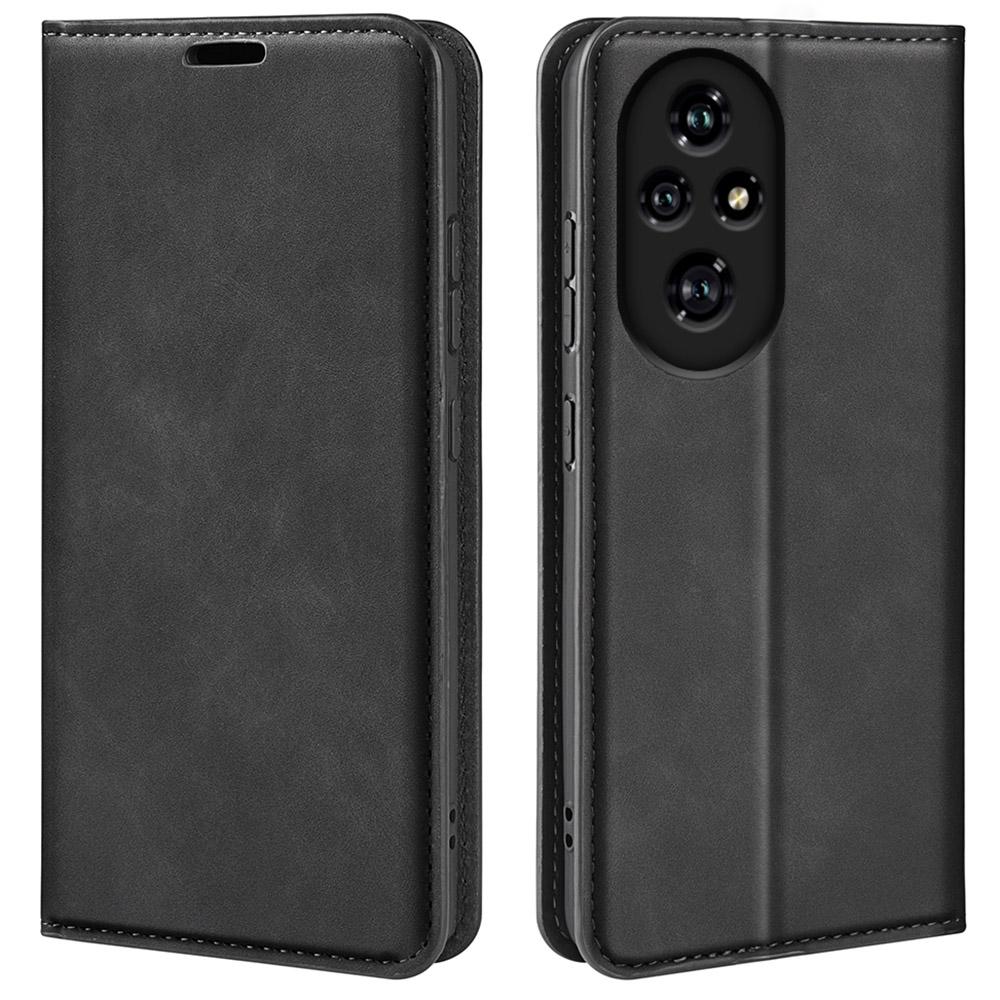 

For Honor 200 Pro 5G Case Skin-Touch PU Leather Wallet Flip Phone Cover Black