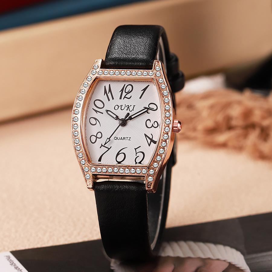 Fassförmige Voll-Diamant Europäischer und Amerikanischer Stil Uhr Mode Damen Uhr Quarz Uhr