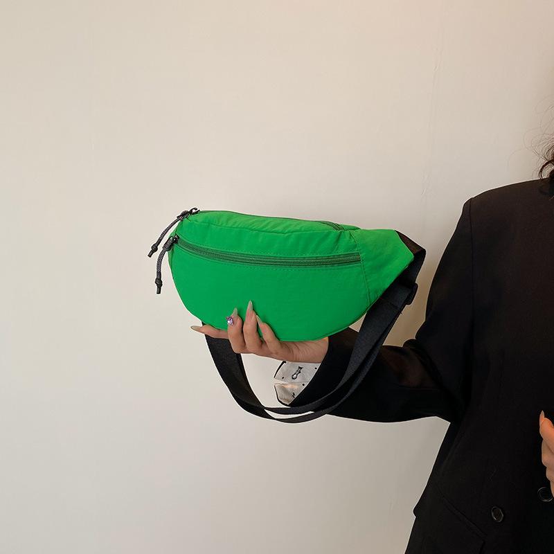 

Summer new popular go out light casual simple solid color unisex shoulder messenger bag fanny pack women зелёный