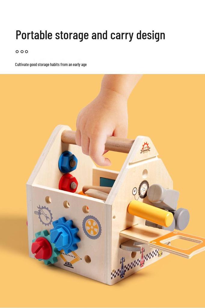 Kids' Wooden Tool Set with Toolbox for Early Learning