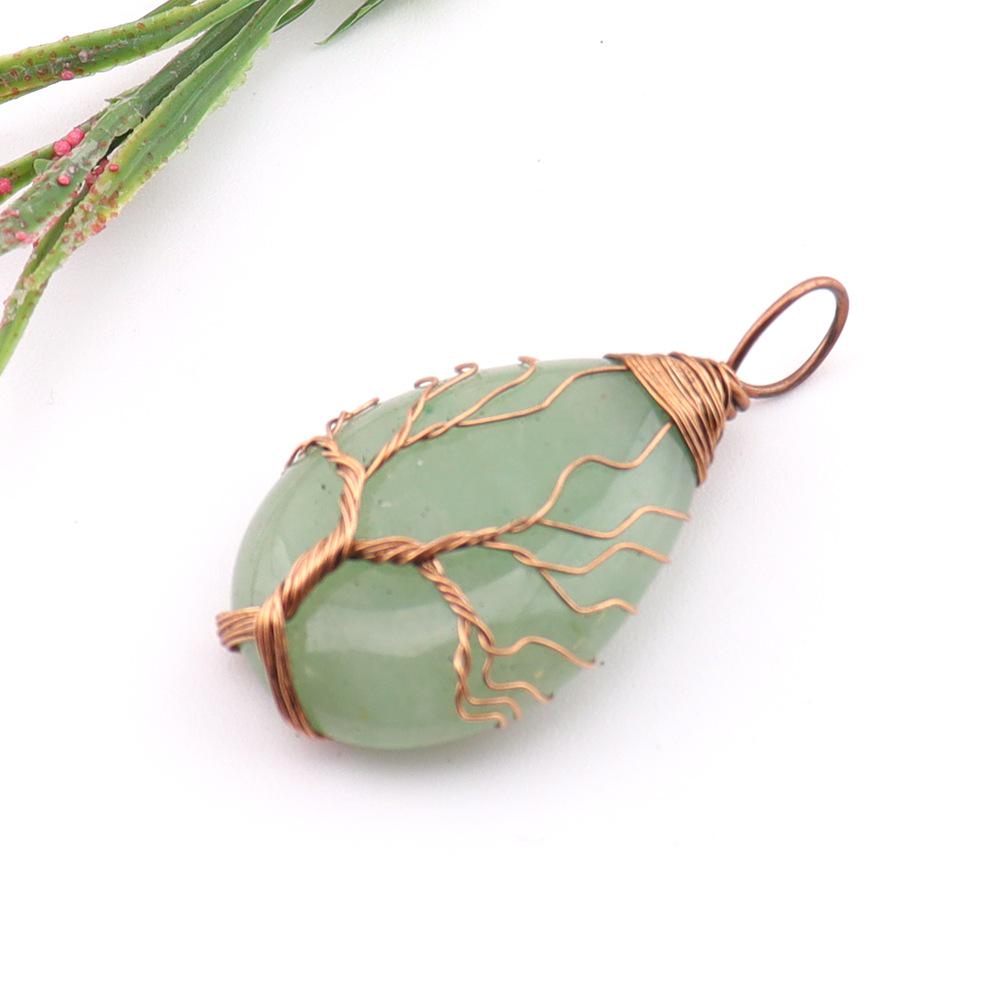 Natural Agate Crystal Tree of Life Pendant Necklace