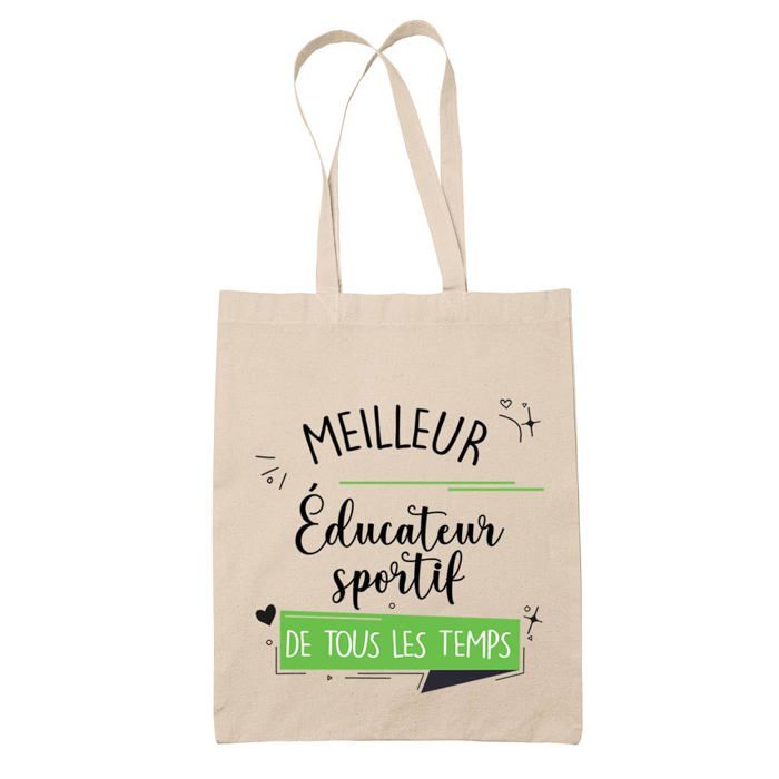 Tote bag - PLANETEE - Éducateur Sportif meilleur de tous les temps - Coton - Beige - Imprimé en France