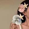 Romantic Phalaenopsis Starfish Hair Clips Female Korean Summer Beach Resort Duckbill Clip Hair Accessories