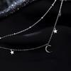 S925 Sterling Silver Star and Moon Double Layer Bracelet for Women - Summer Light Luxury Design