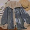Women's Velvet-Lined Denim Jacket - Winter 2025 Korean Style, Unique Design