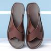 Fashion New Outdoor Summer Men's Slippers Walking Sandals Leisure Men Leather Slides All-match Travel Half Drag Non-Slip Male Flip-flops
