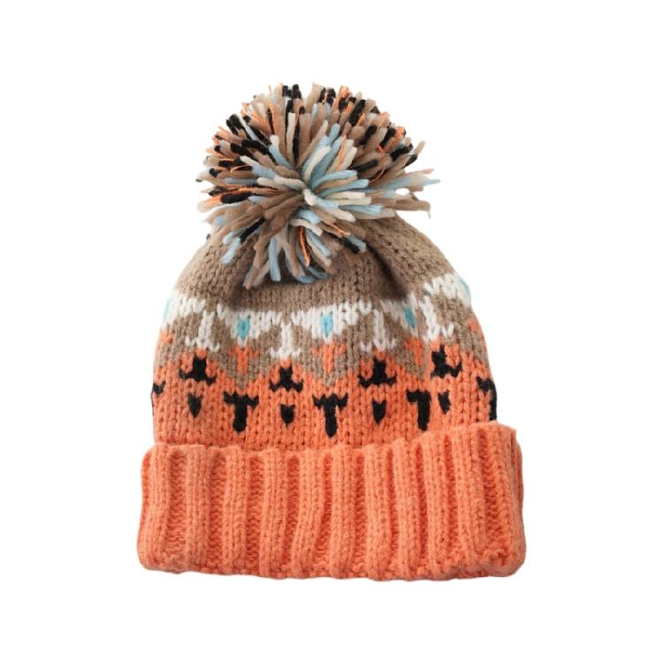 Pompoms Contrast Color Winter Hat Knitted Slouch Skull Hat Adjustable for Outdoor Activity Everyday Use Head Accessory