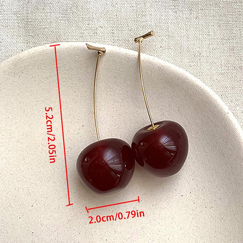 1 pár temperamentních dámské náušnice červená třešeň Náušnice vhodné pro ženy osobnost roztomilé kancelářské náušnice na párty kouzlo šperky
