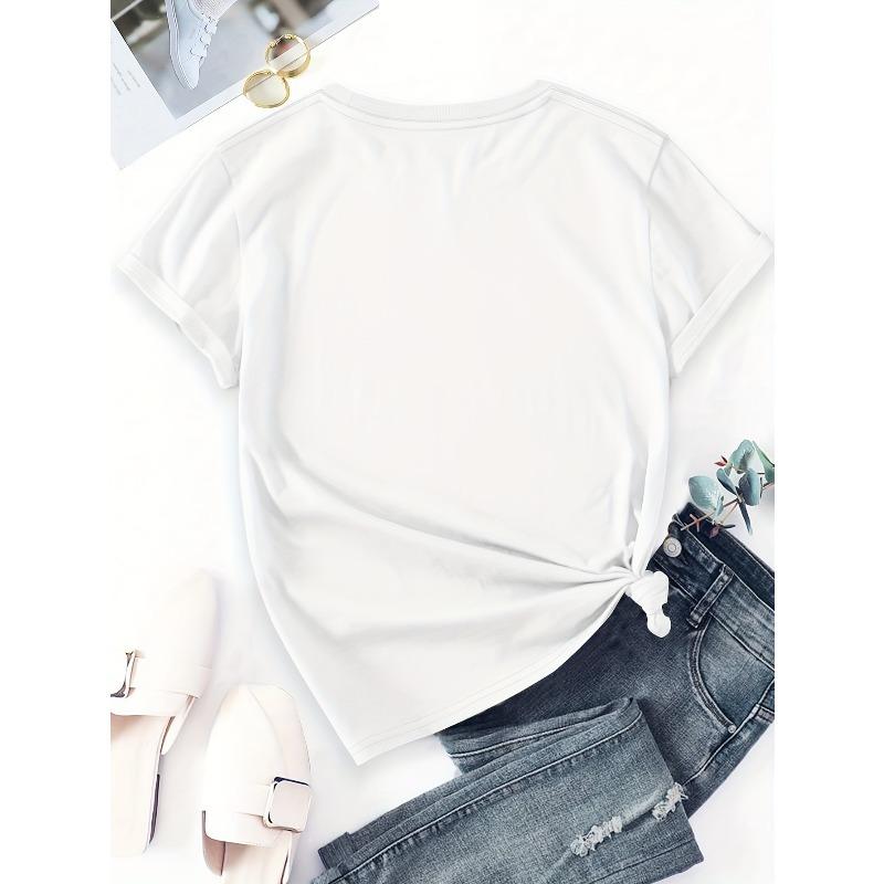 European Size  Pattern Printed Casual Round Neck Short Sleeve T-shirt Summer New Women's Wear