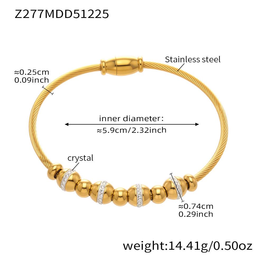 18K Gold-Plated Stainless Steel Geometric Zircon Bracelet Set - European & American Style, Personalized High-Texture Design.