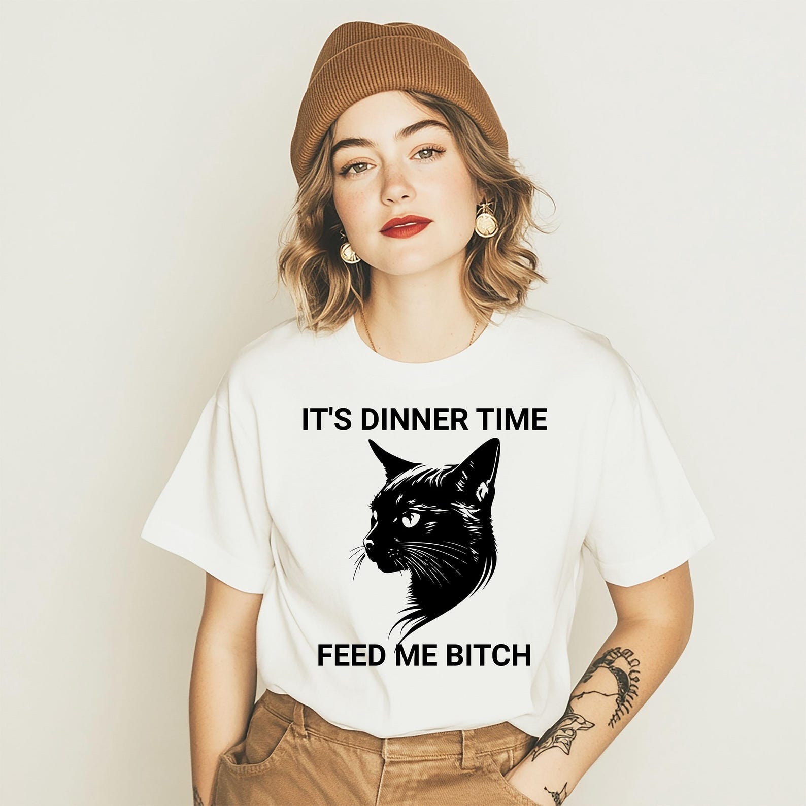 Feed Me Bitch Cat T-Shirt | Funny Cat, Pet Humor 2XL