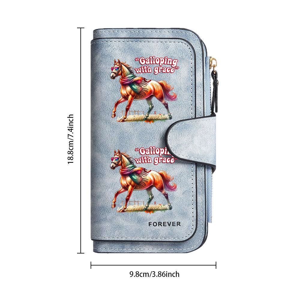 Women's Horse Print Faux Leather Long Wallet 
