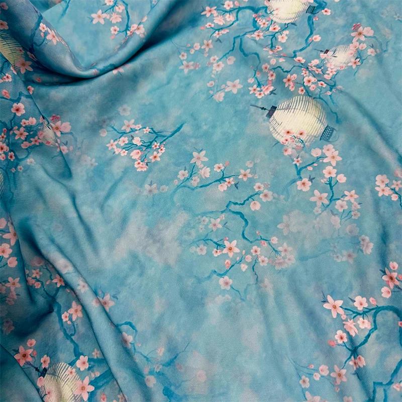 New Chinese Style Imitation Acetic Cloth Satin Cloth Qipao Skirt Material Clothing Fabric Diy Handmade Cloth Head Color Printing