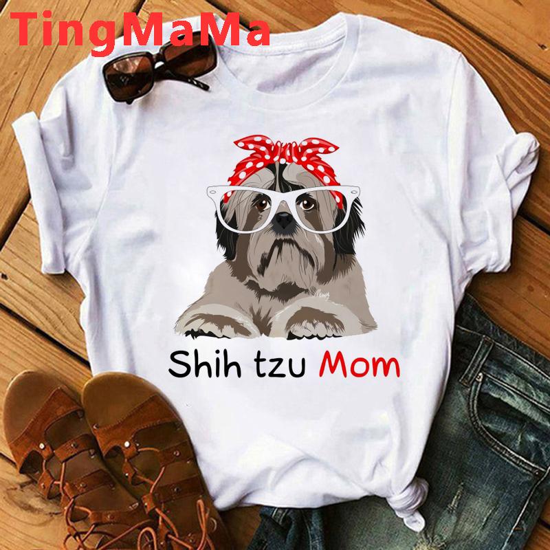 Maminka Tričko Ženy Harajuku Letní topy Kreslený Shih Tzu Grafika Trička Kawaii Módní Unisex topy