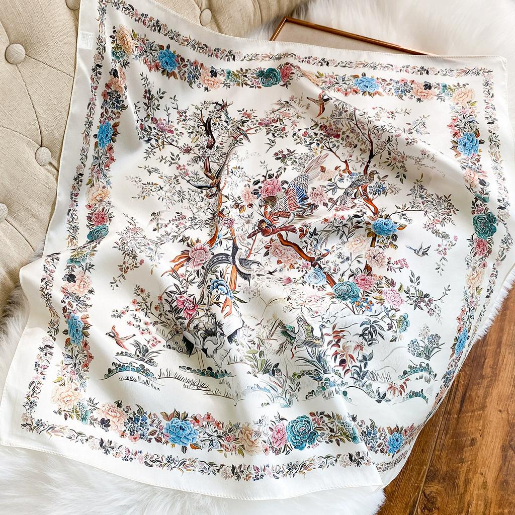 Bandanas Quadratisch 100% Seide Schal Damen Mädchen Stirnband Accessoires Taschentuch Halstuch Haarschal Modedruck Halstücher