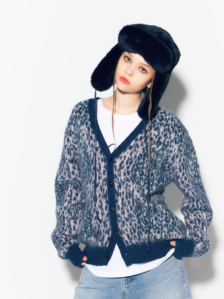 ASIF CALIE Vegan Fur Trapper Hat Navy