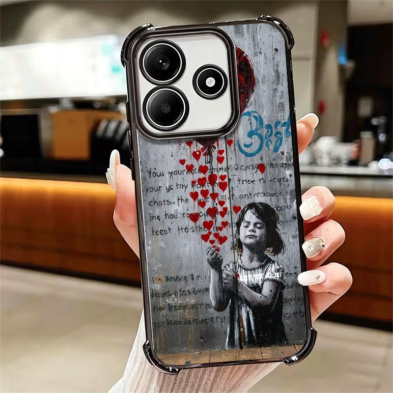B-Banksy Art Graffiti Artist Plating Phone Case For Xiaomi Redmi Note 14 15 Pro Plus 13 12 11 11S 11T 10 9S 9 5G Anti-Fall Airab