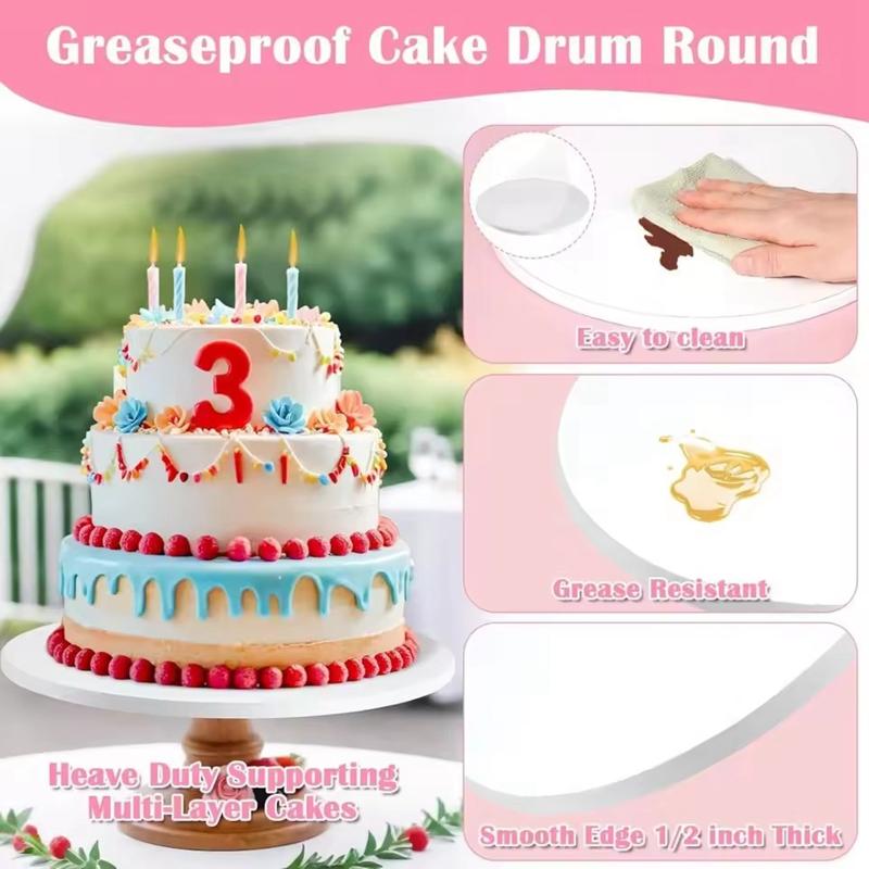 3Pcs White Cake Board Multi Layer Round Cake Drums Base for Wedding Birthday Party Cake Display Decor Christmas DIY Baking Tools
