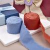4CM*5M Handmade Frayed Edged Satin Cotton Ribbon For Wedding Invitation Wrapping Bouquets Birthday Party Decorations Gifts