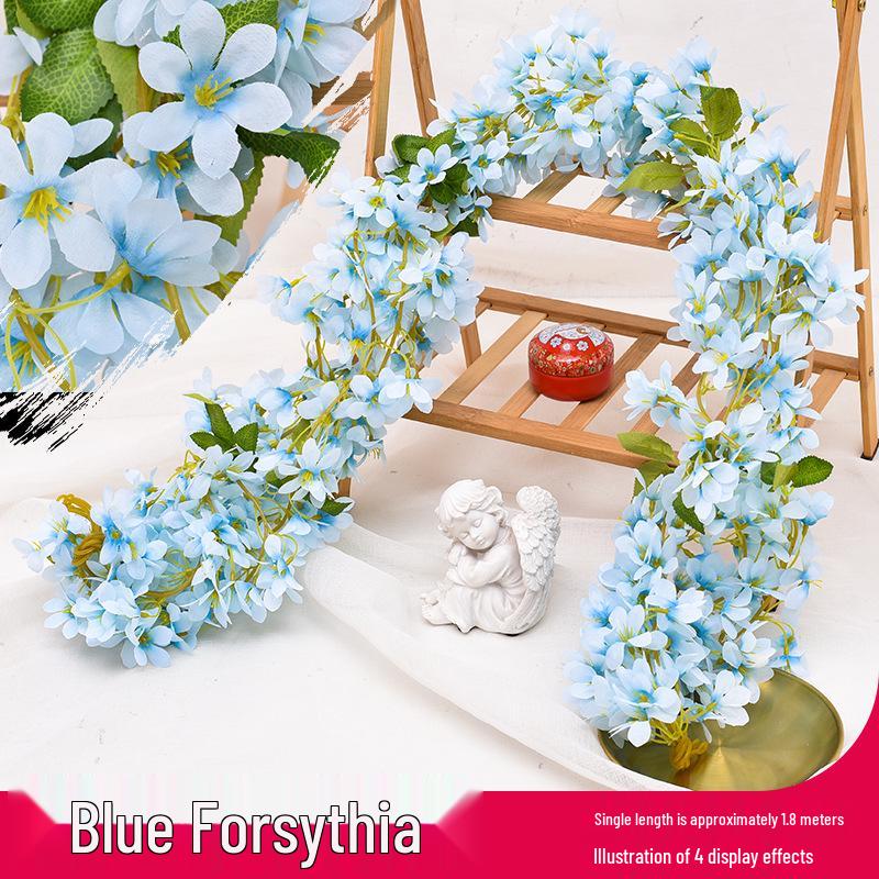 Artificial Rose Vine Ceiling Decor with Rattan for Living Room and AC Pipe Cover