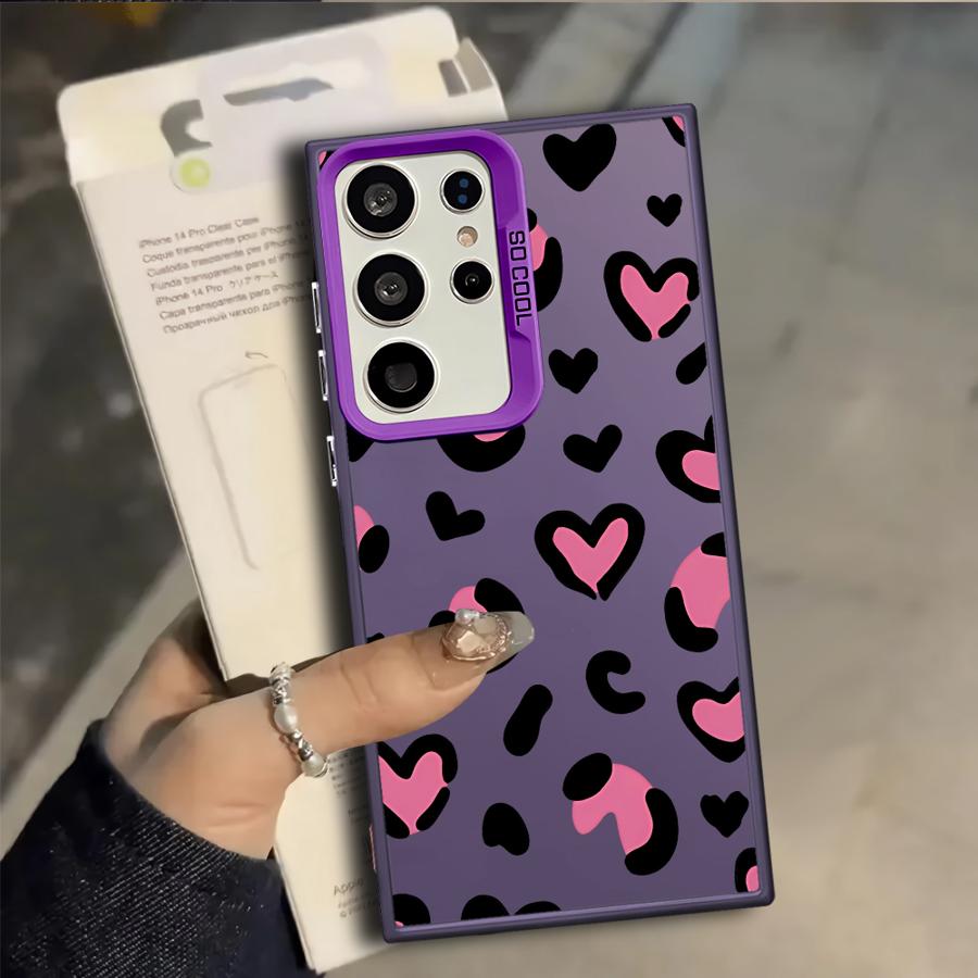

Case for Samsung Galaxy S25 S23 S21 S20 Plus S25Edge S23 Ultra S24 FE S22 Note 20 Ultra Phone Cover Cartoon Love Leopard Pattern Galaxy S25 FE
