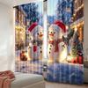 2D Flat Printing 2pcs Christmas Curtains Day Snowman and Christmas Tree8 Digital Printed Polyester Drapes Birthday Party Use for