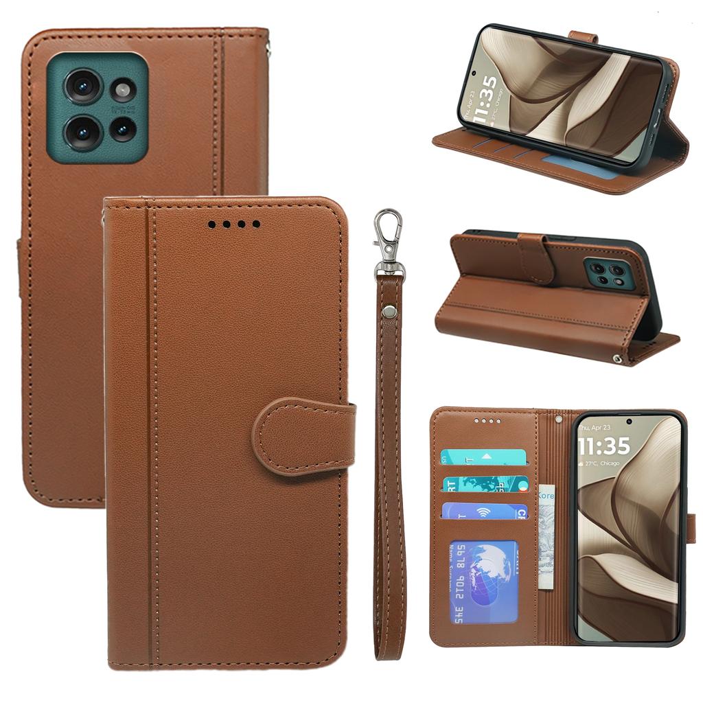 Pro Motorola Edge 50 5G Peněženkové pouzdro Magnetické zapínání Kožený kryt na telefon s řemínkem