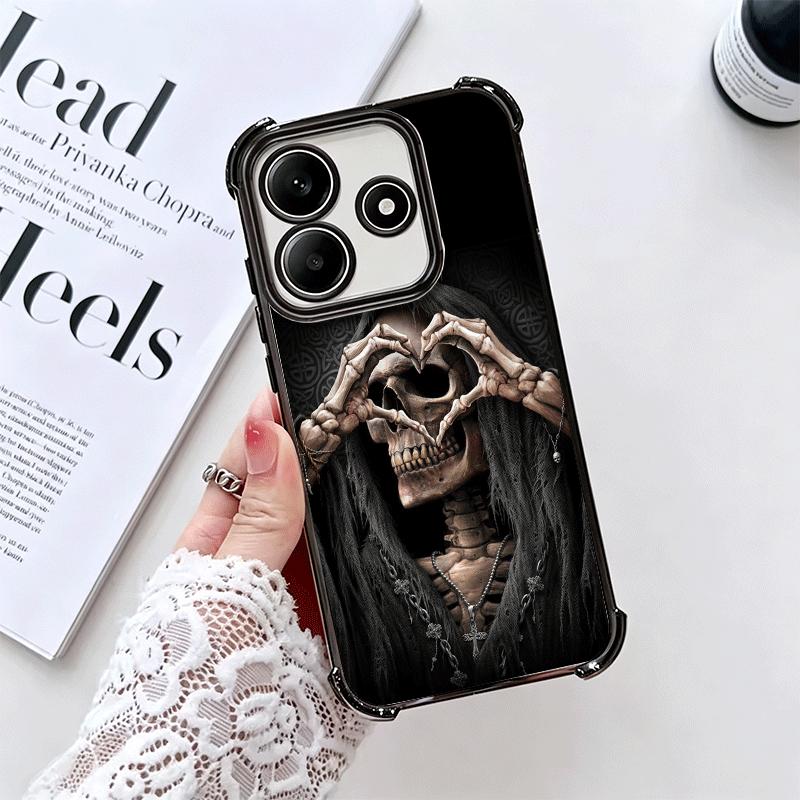 Grim Reaper Skeleton Funny Style Plating Phone Case For Xiaomi Redmi Note 14 15 Pro Plus 13 12 11 11S 11T 10 9S 9 5G Anti-Fall A