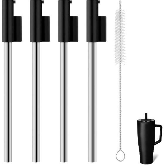 Replacement Straws Compatible With Brümate Era 40 Oz Tumbler, Include 4pcs Tumbler Straw Cover Cap and 4pcs Reble Straw with 1 Cleaning