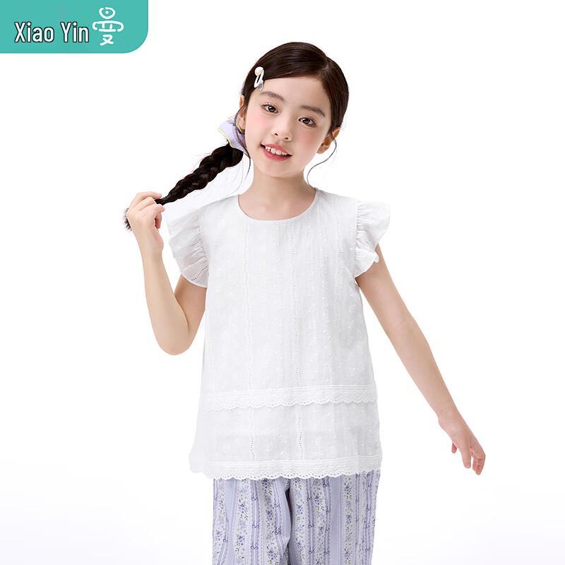 

Girls Lace Flying Sleeve Doll Shirt 140