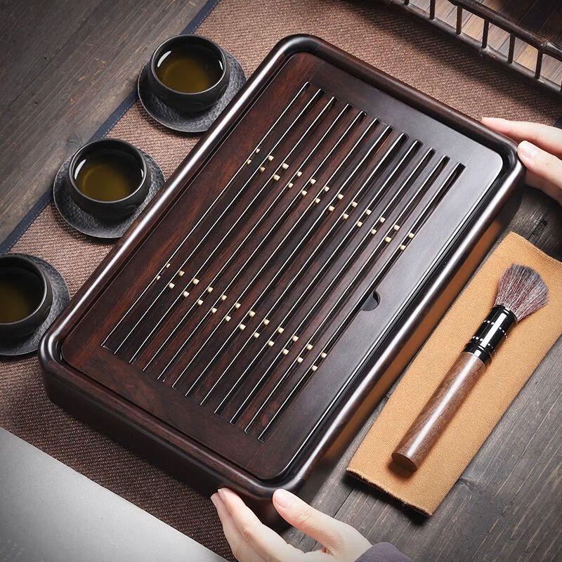 Elegant Solid Wood Tea Tray with Water Management