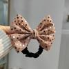 Red & Gray Autumn/Winter Large Bow Hair Tie for Women