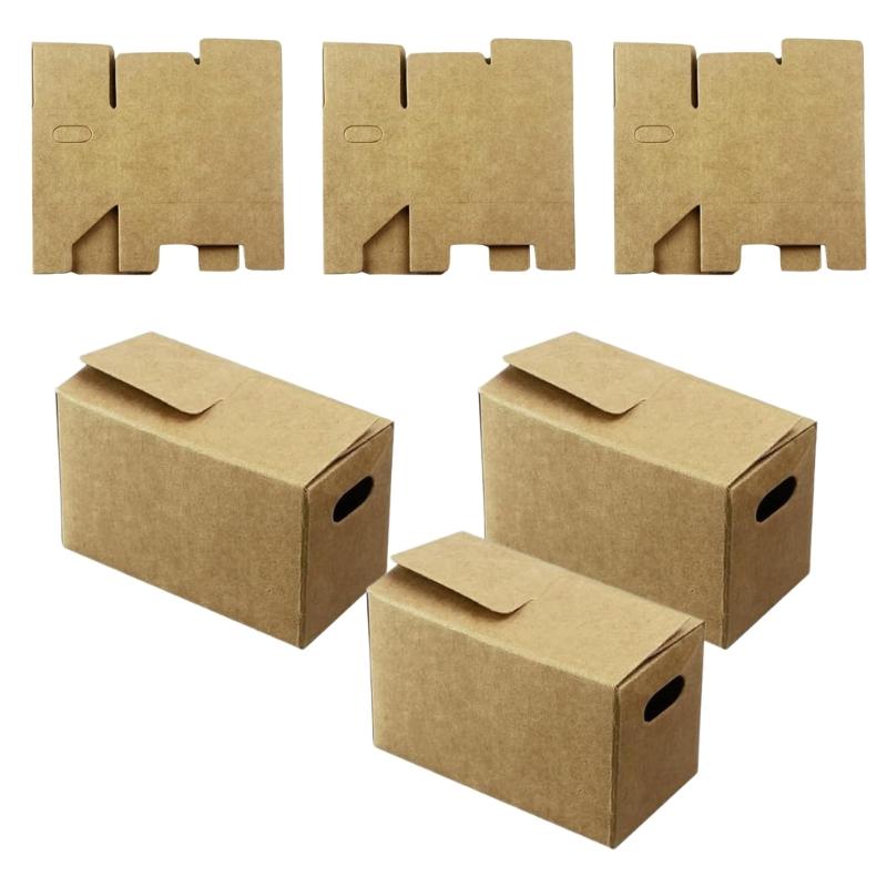 Pack of 6 Versatile Kraft Paper Small Boxes Organization Solution Simple Foldable Structure Storage Containers