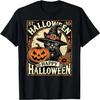 Vintage Halloween Shirt Black Cat With Witches Hat T-Shirt