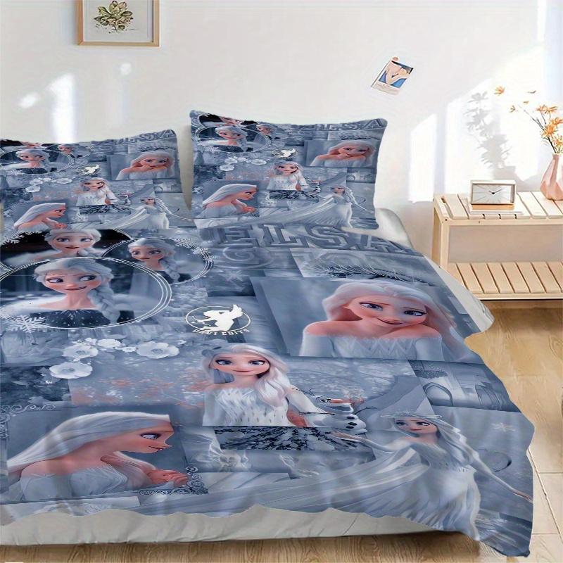 

3pcs Queen Elsa Frozen Quilt Cover Set - Soft and Cozy Bedroom, Guest Room and Dorm Decorative Bedding 3-Piece Set 1 Quilt Cover + 2 Pillow Shams 135x200cm