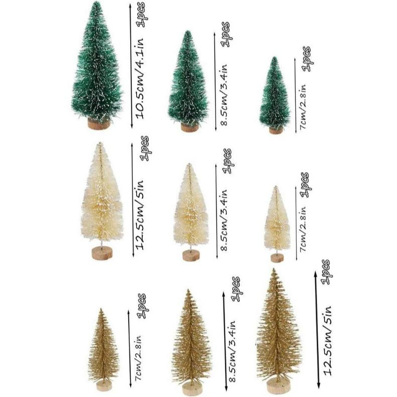 9~27 Stück(9 Teile / satz) Kleiner Weihnachtsbaum Zeder Kiefer Sisal Ornament Künstliche Simulation Mini Weihnachten Feiertagsparty Innendekoration