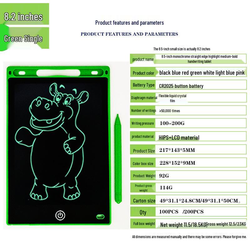 Kids' LCD Drawing Tablet - 6.5/8.5/10/12 Inch with One-Click Clear Screen