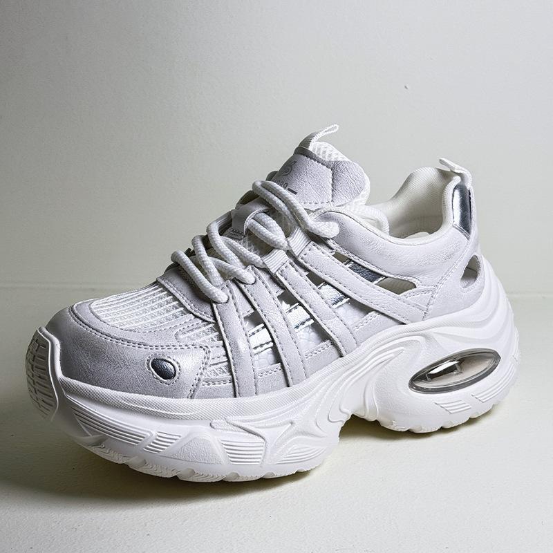 

Dad Shoes Women s 2025 Autumn New Breathable Thick-soled Mesh Sneakers Lightweight Hollow Height Increasing Casual Shoes Women 35